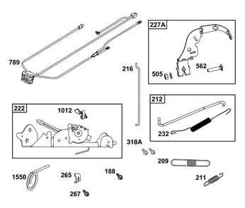 Controls Group Diagram and Parts List for 40N877-0031-B5  Briggs and Stratton Engine